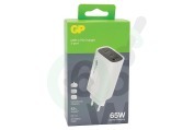 Universeel  GPWCGM3AWHUSB254 GM3A Triple Ports GaN 65W Charger geschikt voor o.a. Power Delivery en Quick Charge 4+