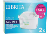 Brita 1050413 Waterkan Filter Filterpatroon 2-pack geschikt voor o.a. Brita Maxtra Pro Organic ALL-IN-1 CEBO