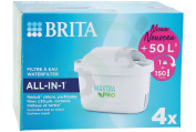 Universeel 1050415 Waterkan Waterfilter Waterfilterpatroon 4-pack geschikt voor o.a. Brita Maxtra PRO Organic ALL-IN-1 CEBO
