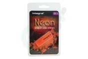Integral INFD32GBNEONOR  Memory stick 32GB Neon Orange USB Flash Drive geschikt voor o.a. USB 2.0