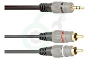 Jack 3.5mm Stereo Male - 2x Tulp RCA Male, 1.5 Meter