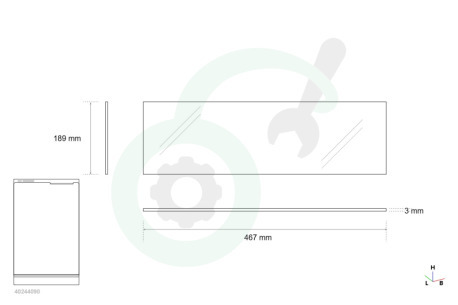 Whirlpool Koelkast C00280886 Glasplaat 467x189x4 Plexiglas