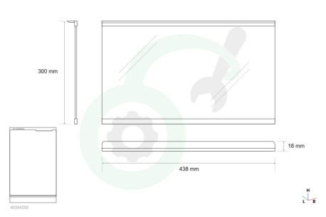 Hotpoint Koelkast 517626, C00517626 Glasplaat 434x292x4mm