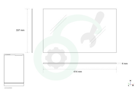 Liebherr Koelkast 7271807 Glasplaat Vriezer plaat 413x337mm