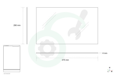 Service 7000 Koelkast 481245088134 Glasplaat 473x290mm met strip