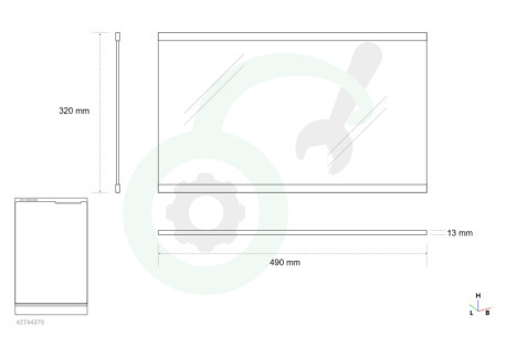 Whirlpool Koelkast 480132101134 Glasplaat 490x320mm met strip