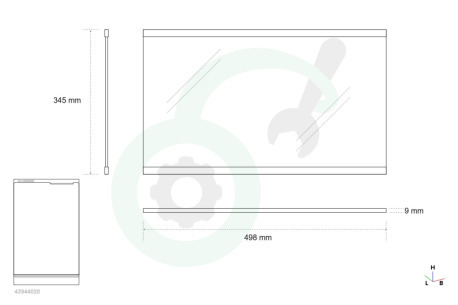 Smeg Koelkast 775650553 Glasplaat 49,8x34,5cm + lijst