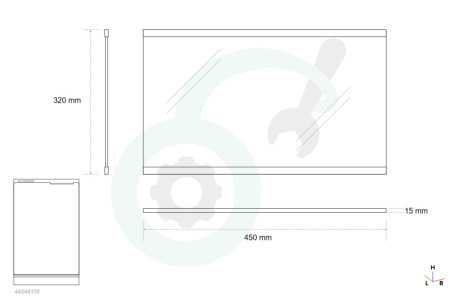 Faure Koelkast 2064552033 Glasplaat 450x320mm met strip