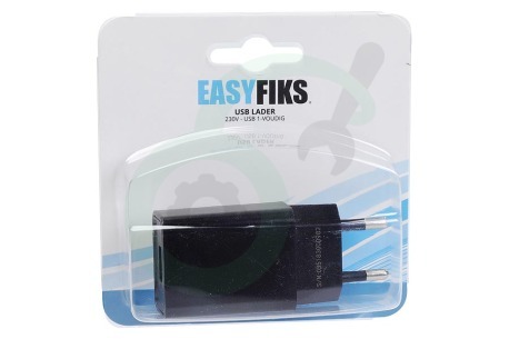 Easyfiks  50042816 USB oplader 230V 2,1A/5V 1-poort zwart