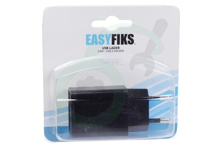 Easyfiks  50042826 USB oplader 230V 2,1A/5V 2-poort zwart