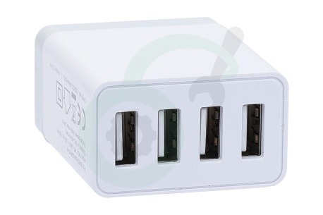Easyfiks 50042836 USB oplader 230V 4,8A/5V 4-poort wit