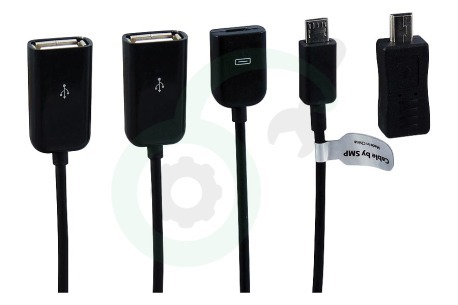 Yarvik  22520 OTG kabel Micro-USB (M) naar 2x USB-A en 1x Micro-USB (F)