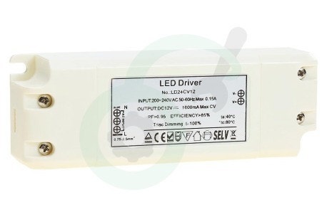 Tradim  LD24CV12 Tradim 12V dimbare LED driver 24W