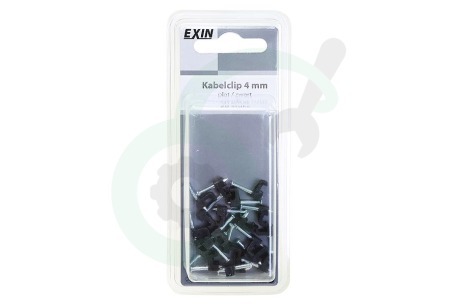 Exin  5420304 Clip 4mm plat zwart 20 stuks