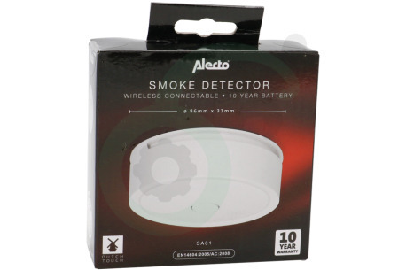 Alecto A005013 SA61 Draadloze Koppelbare Rookmelder, Wit