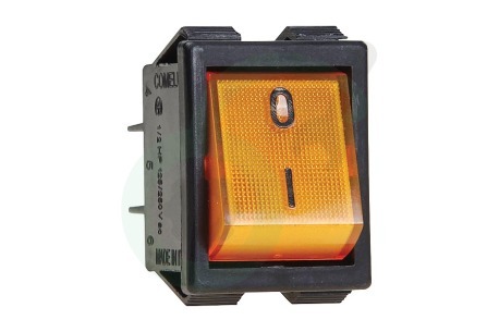 Universeel  432471 Schakelaar Groot + oranje lampje, 4 x 6.3 mm AMP