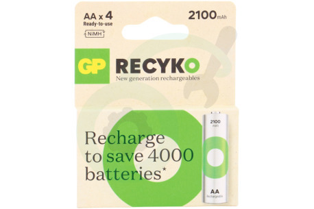 GP  GPRCK210AA598C4 LR6 ReCyko+ AA 2100 - 4 oplaadbare batterijen
