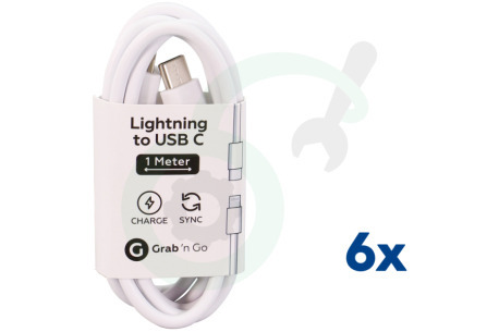 Grab 'n Go  GNG263 USB Kabel Cable Lightning to USB C 1m (non MFI), Wit