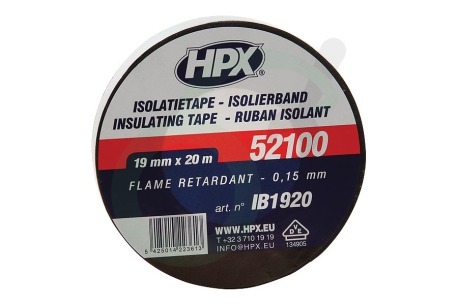 HPX  IB1920 52100 PVC Isolatietape Zwart 19mm x 20m