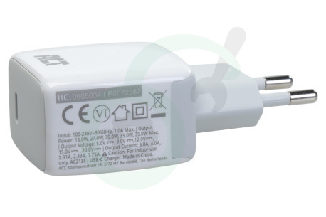ACT AC2135 USB-C Lader Power Delivery PPS en GaNFast 35W