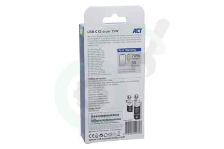 ACT AC2135 USB-C Lader Power Delivery PPS en GaNFast 35W