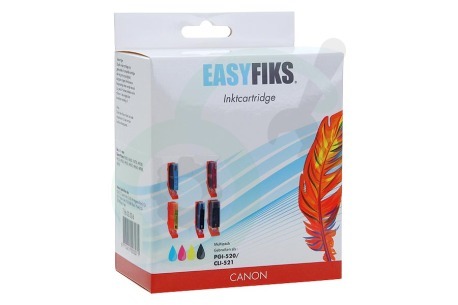 Easyfiks PGI520/CLI521 Inktcartridge PGI 520 CLI 521 Multipack BK/BK/C/M/Y + Chip