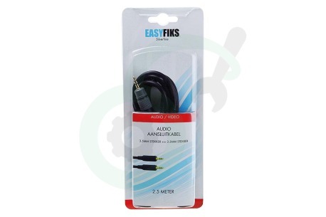 Easyfiks Jack Kabel 2x 3.5mm Stereo Male, 2.5 meter, Verguld