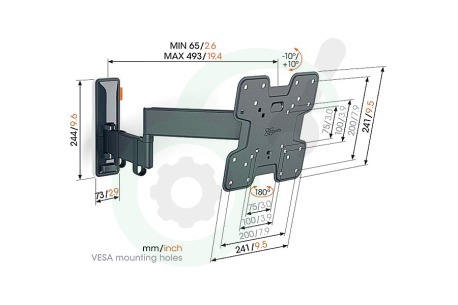 Vogel's 3832450 TVM3245 Draaibare TV beugel 19 - 43 inch (Zwart)
