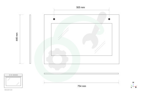 Indesit Oven-Magnetron 193157, C00193157 Glasplaat Oven deurglas 754x446