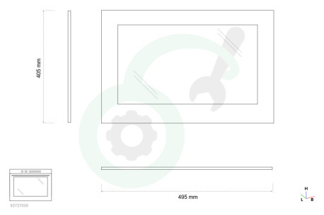 Laden Oven-Magnetron 481010545250 Glasplaat Binnenruit oven 495x405mm