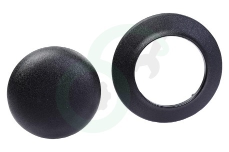 BK G1009 Knop Mat Zwart, met afdekplaatje