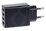 Easyfiks 50042846 USB oplader 230V 4,8A/5V 4-poort zwart