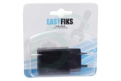 Falk 50042826 USB oplader 230V 2,1A/5V 2-poort zwart geschikt voor o.a. Universeel USB