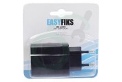 Falk 50042846 USB oplader 230V 4,8A/5V 4-poort zwart geschikt voor o.a. Universeel USB