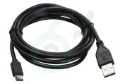 Universeel  USB Kabel geschikt voor Universeel USB Type A male naar USB Type C male, zwart, 200cm geschikt voor o.a. Universeel USB Type C