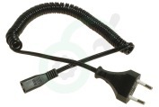 Philips  Snoer 2.5A 230V spiraal zwart 1,8M geschikt voor o.a. Aansluitkabel voor scheerapparaat braun, philips etc