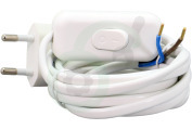 Q-Link  5421010 Aansluitsnoer met schakelaar wit 2x0,75mm 1,8 meter geschikt voor o.a. 2x0,75mm2 600W