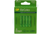 GP  12065AAAHCE-C4 LR03 ReCyko+ AAA 650 - 4 oplaadbare batterijen geschikt voor o.a. 650mAh NiMH