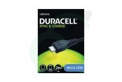 Duracell USB5023A Micro  USB Kabel Zwart 2 Meter geschikt voor o.a. Universeel Micro USB