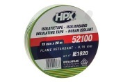 HPX  IE1920 52100 PVC Isolatietape Geel/Groen 19mm x 20m geschikt voor o.a. Isolatietape, 19mm x 20 meter