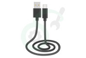 Musthavz  MHBRCABUSBAB Musthavz USB-A to USB-C Braided Cable 1.0 meter 3A,zwart geschikt voor o.a. USB Type A + Type C