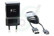 Samsung  SAM-10218-PK EP-TA20 Samsung USB-C Lader 1,m Zwart geschikt voor o.a. Zwart, USB-C