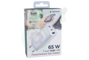 Gembird  TA-UC-PDQC65-01-W USB-C Combo Snellader, 65W geschikt voor o.a. USB-C, USB-A, 3 Poorten, PowerDelivery