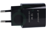 Gembird  TA-UC-1A12-01-BK USB-A 5.0 V / 2.4 A geschikt voor o.a. USB-A, 1 poort