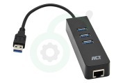 ACT AC6310 3-Poorts USB 3.1 Gen1  Hub met Gigabit netwerkpoort geschikt voor o.a. USB 3.1 Gen1