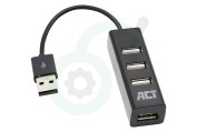 ACT  AC6205 Mini 4-poorts USB 2.0 Hub geschikt voor o.a. USB 2.0 Zwart