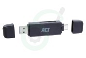 ACT AC6375 USB3.1  Kaartlezer met Type-C en Type-A connector geschikt voor o.a. Type C en Type A connector