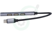 ACT  AC6425 USB-C hub, 3x USB-A 2.0 en 1x USB-A 3.0 geschikt voor o.a. 3x USB-A 2.0 en 1x USB-A 3.0