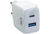 ACT  AC2122 USB-C & USB-A lader 20W met Power Delivery geschikt voor o.a. Power Delivery PPS, Quick Charge, GaNFast