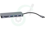 ACT  AC7050 USB-C hub 3.0, 3x USB-A, cardreader, PD geschikt voor o.a. USB 3.2 Gen1